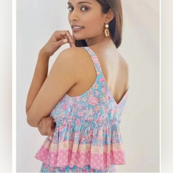 Anthropologie Plenty | SZ Small | Tracy Reese Meadow Peplum Tank | Pink Boho NWT - Picture 2 of 7